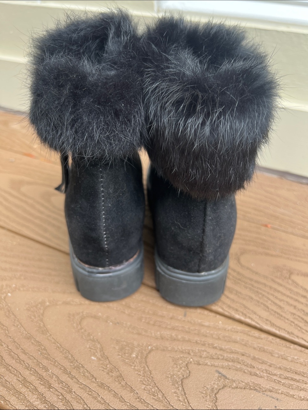 Source Unknown Black Faux-Fur Zip Ankle Winter Boots - Picture 4 of 9